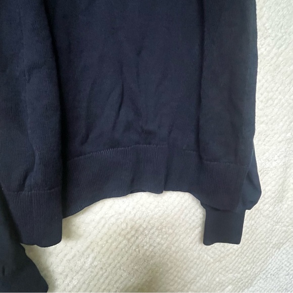 LOFT Navy Blue Knit Sweater Long Sleeves Open Shoulder Cotton Blend Medium - Picture 5 of 6